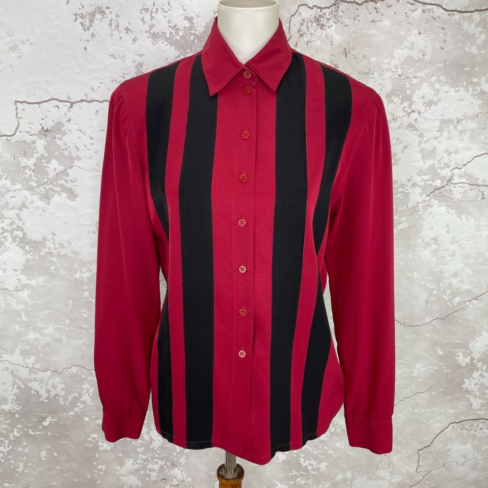 Vintage Mondi 80s Silk Striped Blouse 36
